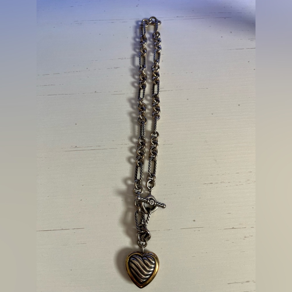 David Yurman, Authentic, Silver Heart Pendant Necklace